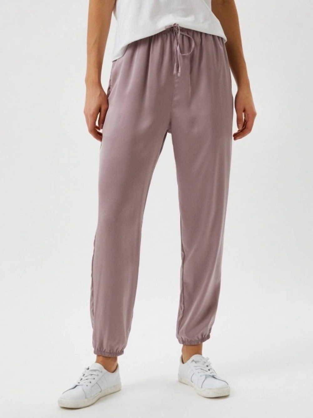 Uniqlo Dusty Rose Pink Satin Jogger Pants Pajama Women Medium Coquette
